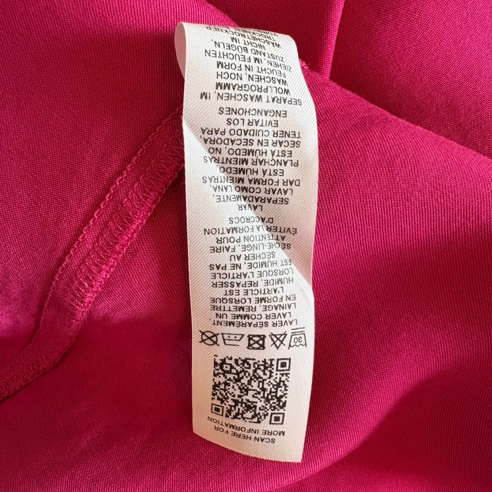 Topshop Hot Pink Satin Red Lace Maxi Nightgown Slip Dress Side Slit Fuchsia SZ 6 - Picture 13 of 13